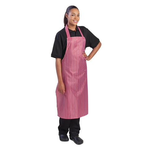 Whites Water Resistant proof Bib Apron Red And White Stripe