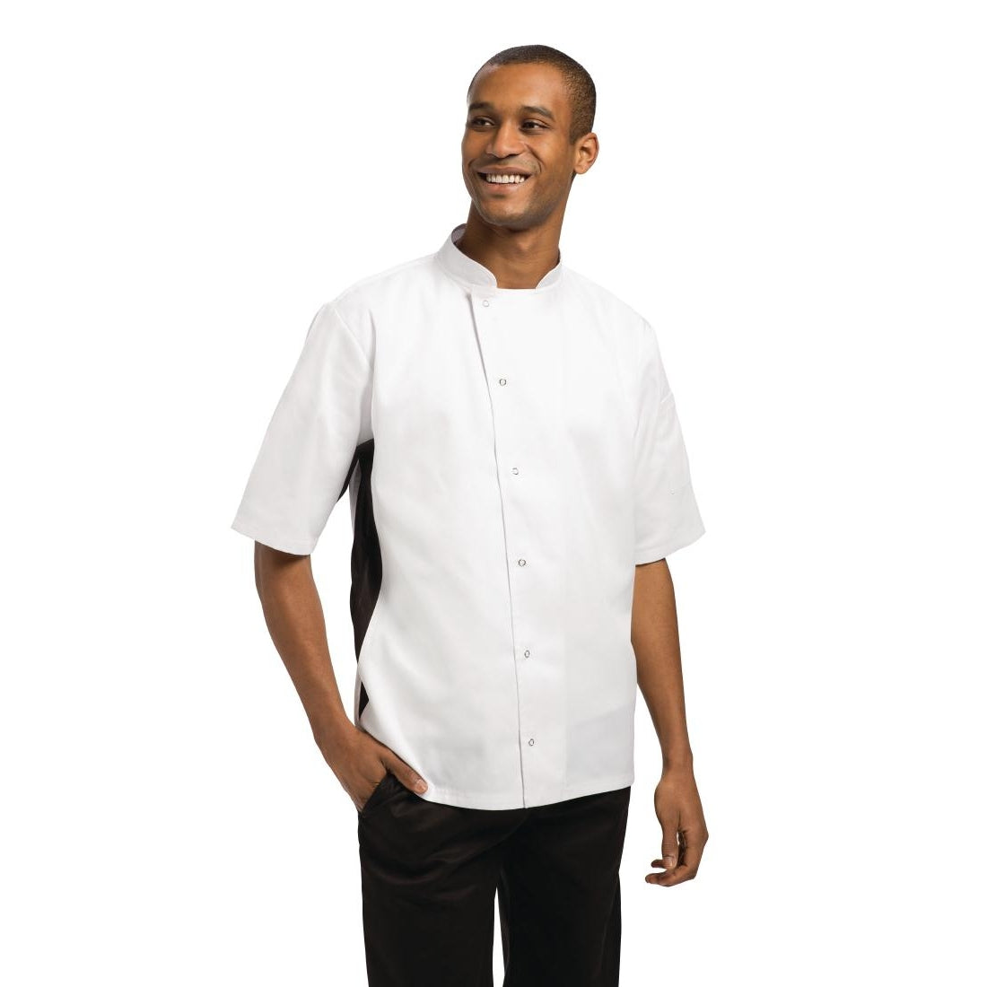 Whites Nevada Unisex Chefs Jacket Short Sleeve Black and White XL