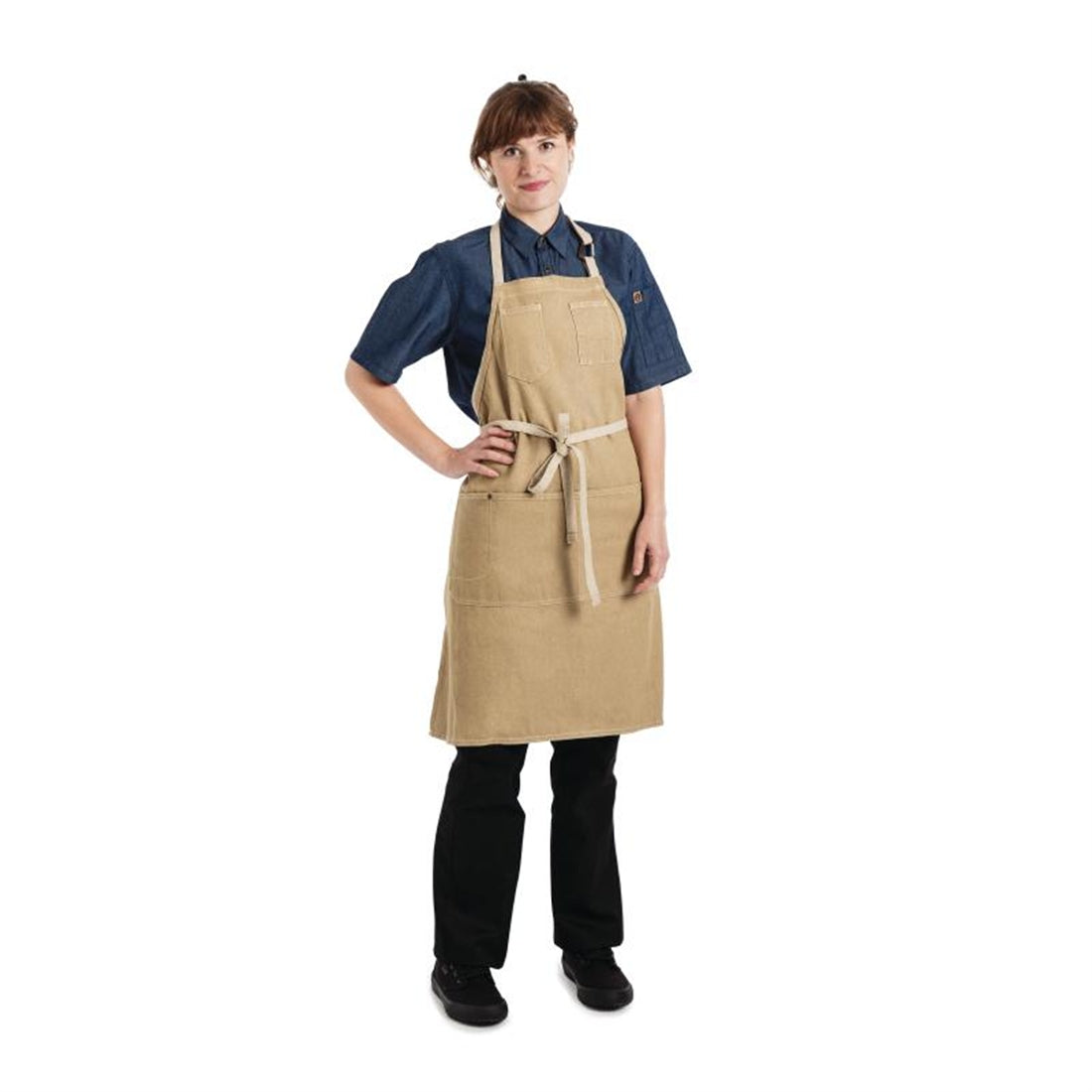 Chef Works Urban Austin Denim Bib Apron Natural