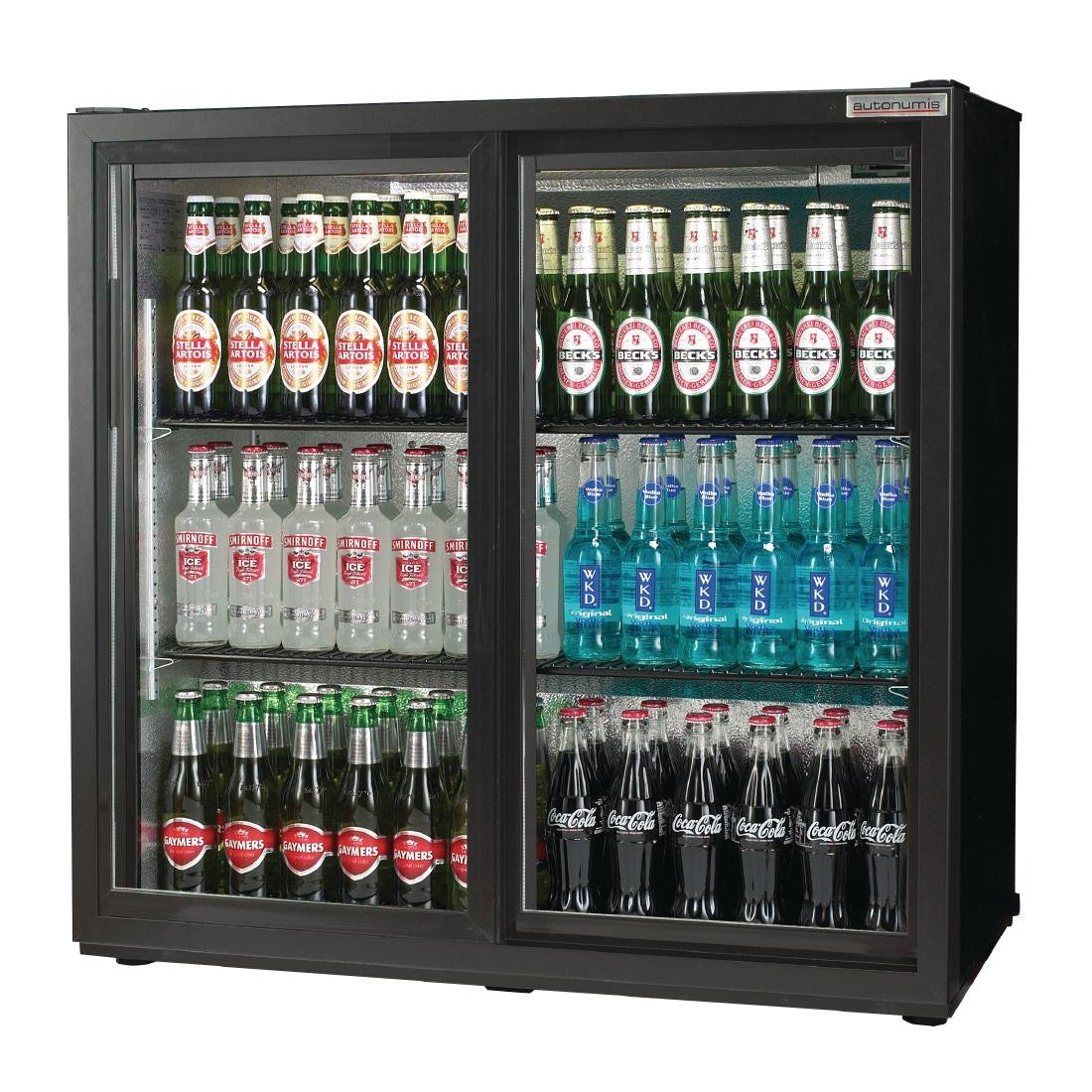 Autonumis Popular Double Sliding Door Maxi Back Bar Cooler Black A21094