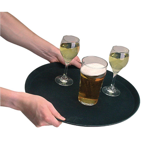 Olympia Kristallon Fibreglass Round Non-Slip Tray Black 280mm