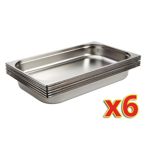 Vogue Stainless Steel 1/1 Gastronorm Pans 65mm (Pack of 6)