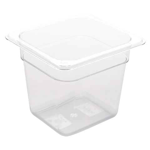 Vogue Polycarbonate 1/6 Gastronorm Container 150mm Clear