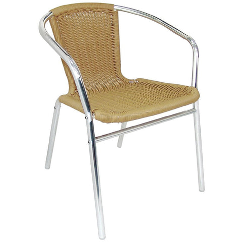 Bolero Aluminium and Natural Wicker Chair (Pack of 4)