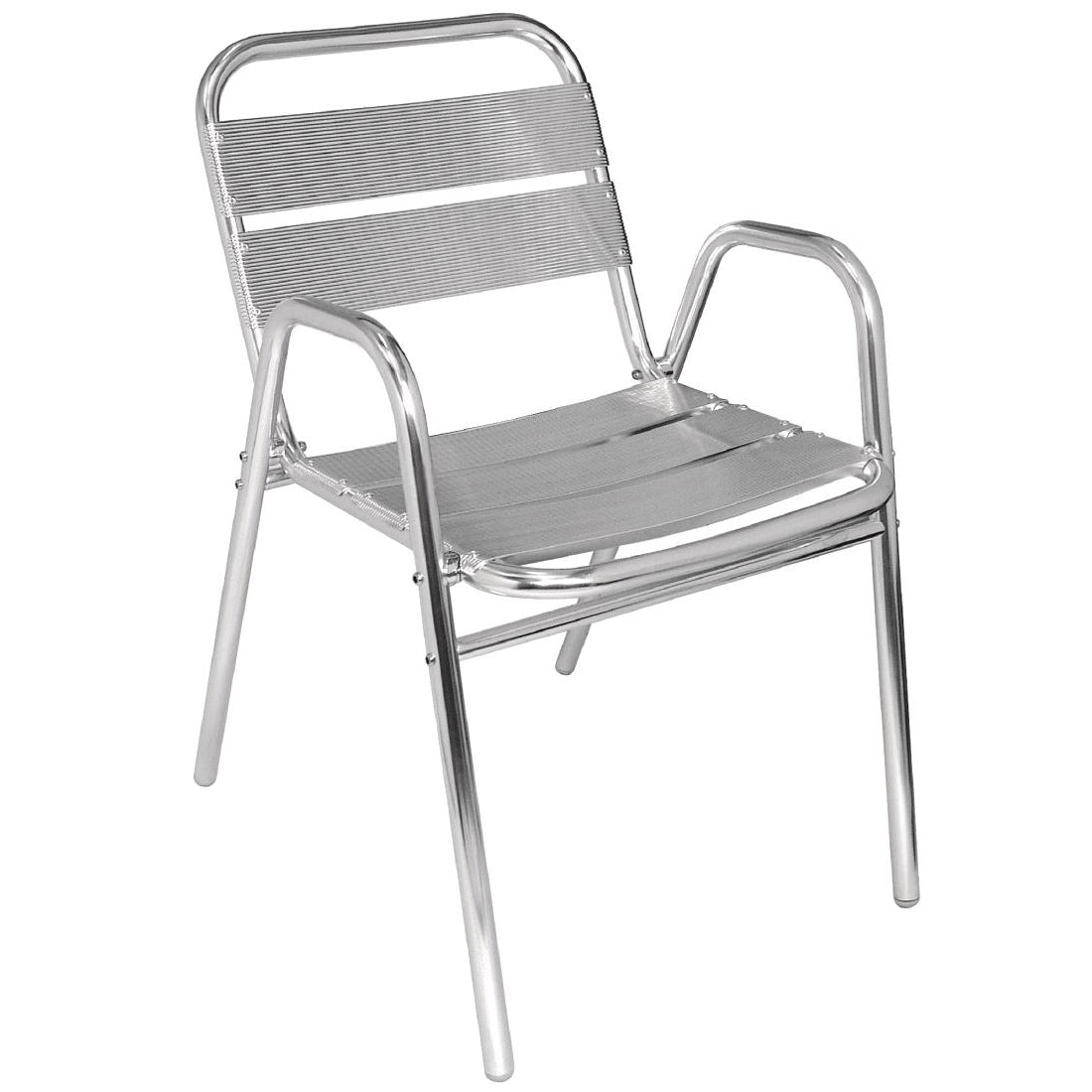 Bolero Aluminium Stacking Chairs Arched Arms (Pack of 4)