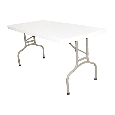 Bolero PE Rectangular Folding Table White 5ft (Single)