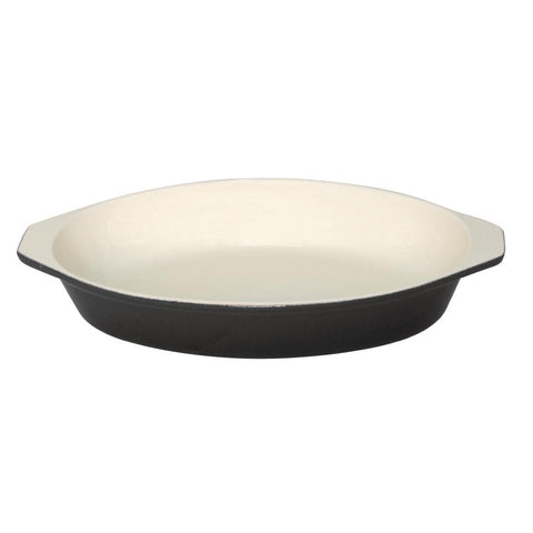 Vogue Black Cast Iron Oval Gratin Dish 650ml