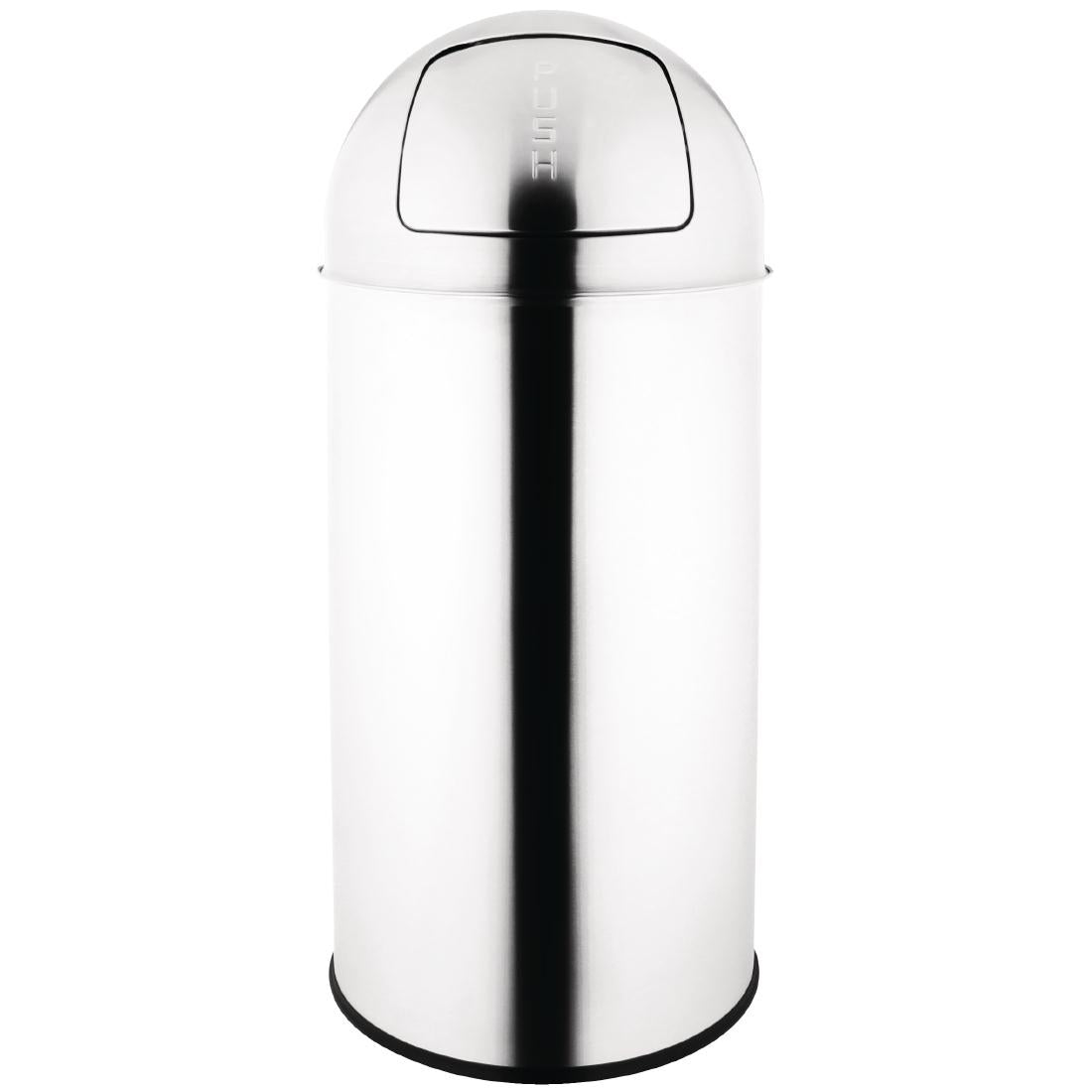 Bolero Stainless Steel Push Top Bullet Bin Silver 40Ltr