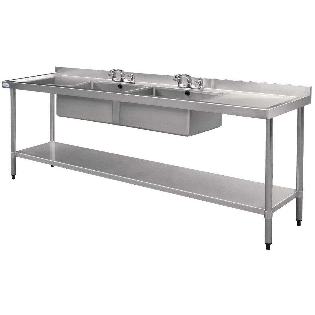 Vogue Stainless Steel Double Sink with Double Drainer 2400mm