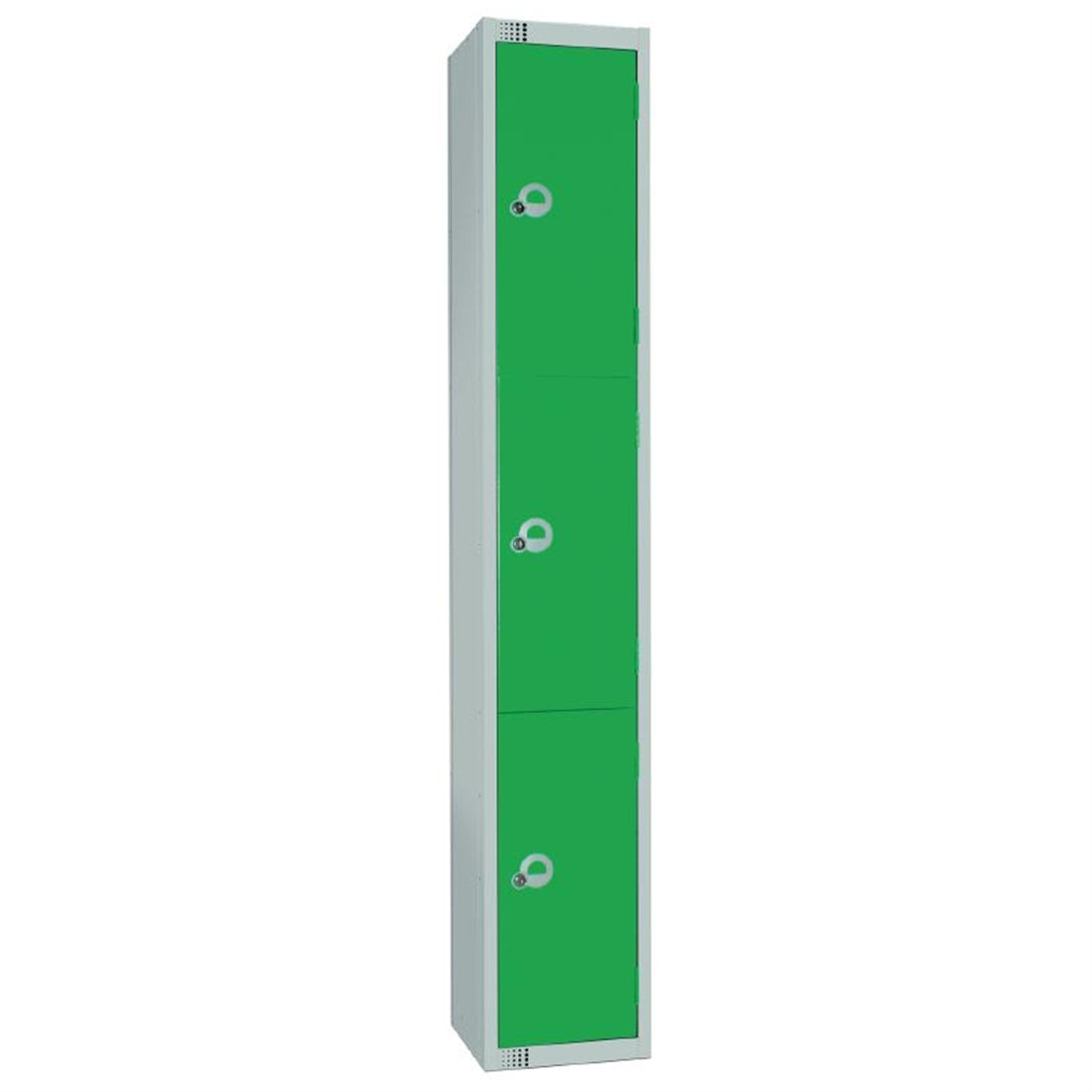 Elite Three Door Camlock Locker with Sloping Top Green