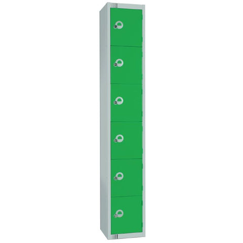 Elite Six Door Padlock Locker with Sloping Top Green