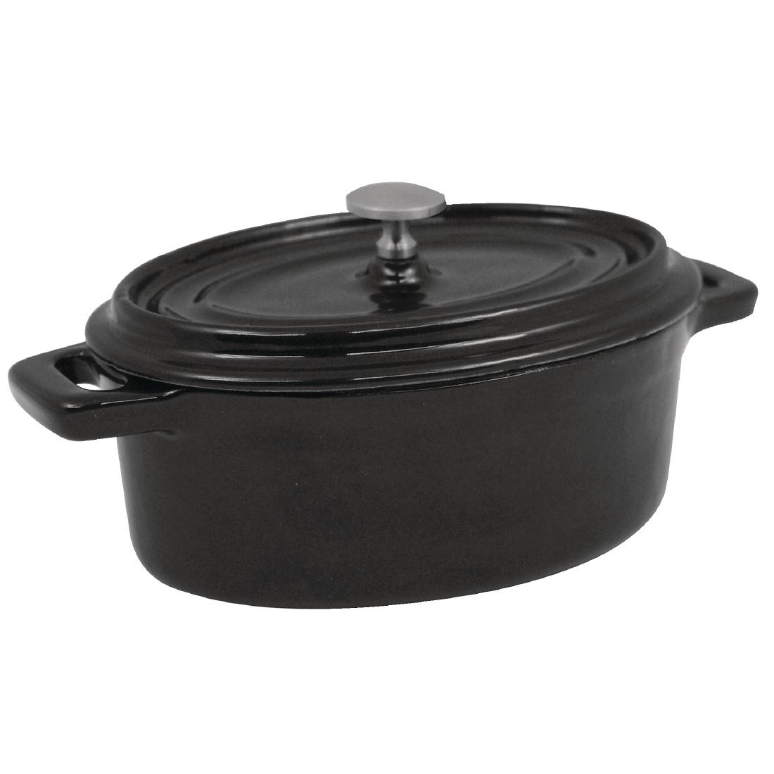 Vogue Cast Iron Oval Mini Pot Black