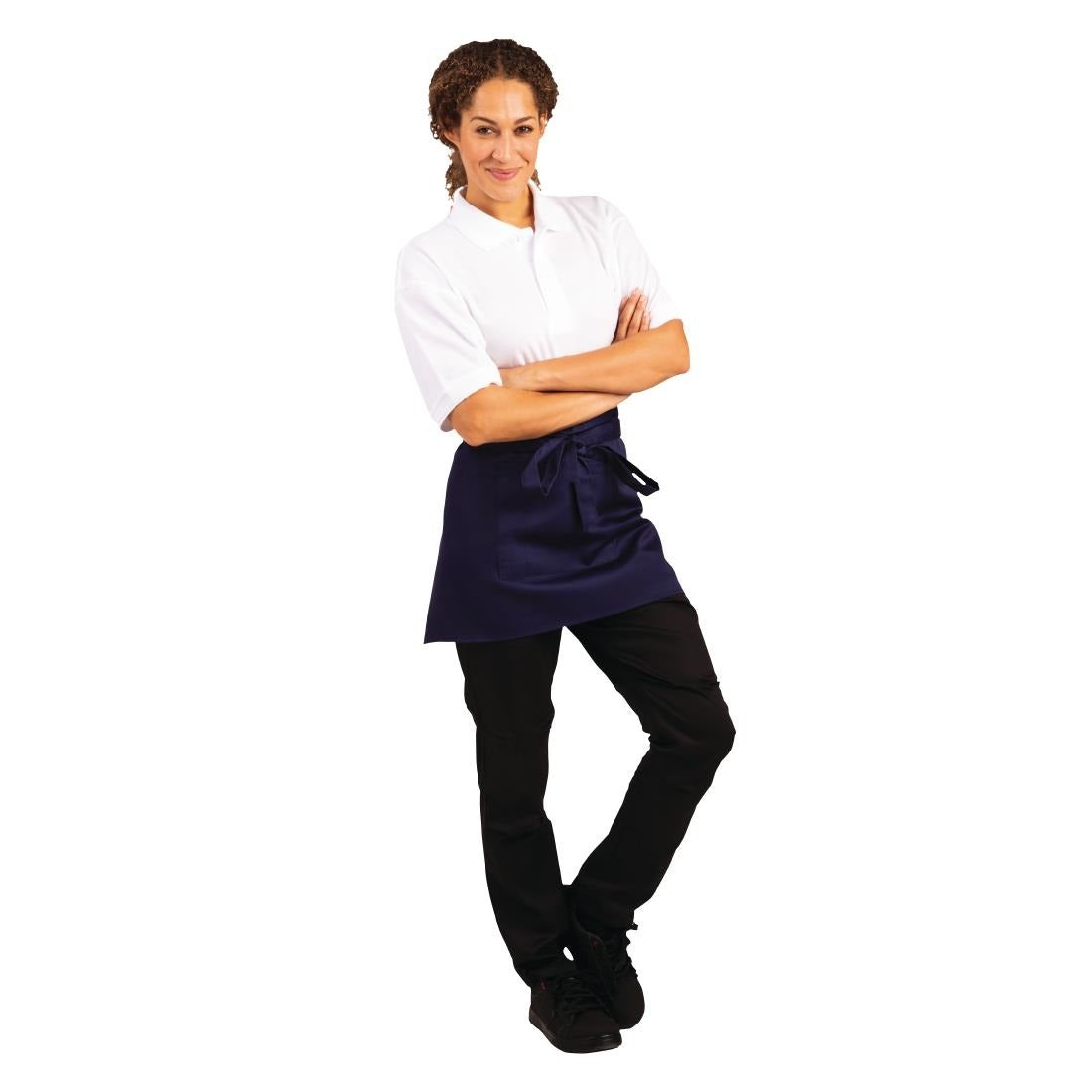 Whites Short Bistro Apron Navy Blue