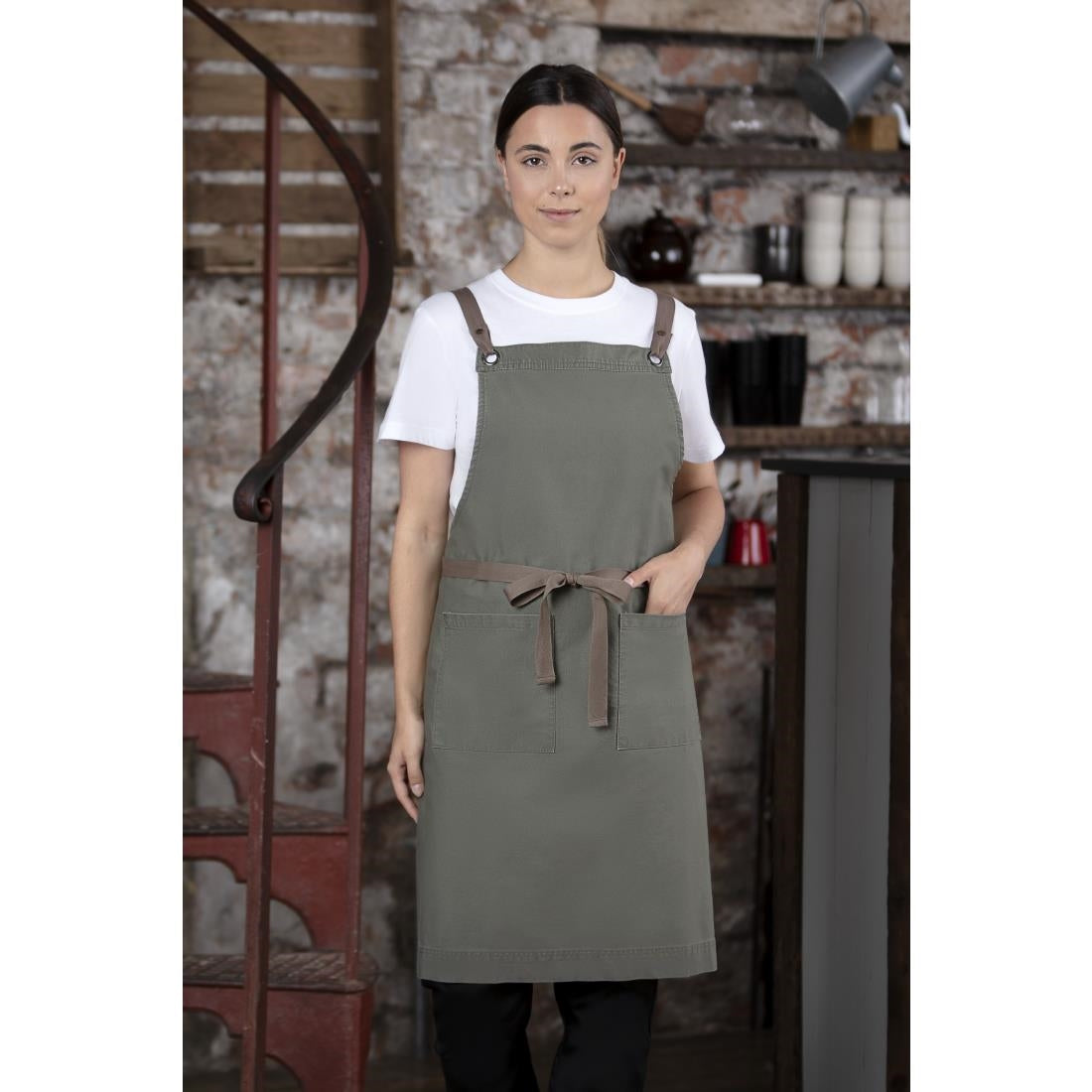 Southside Cotton Canvas Bib Apron Khaki