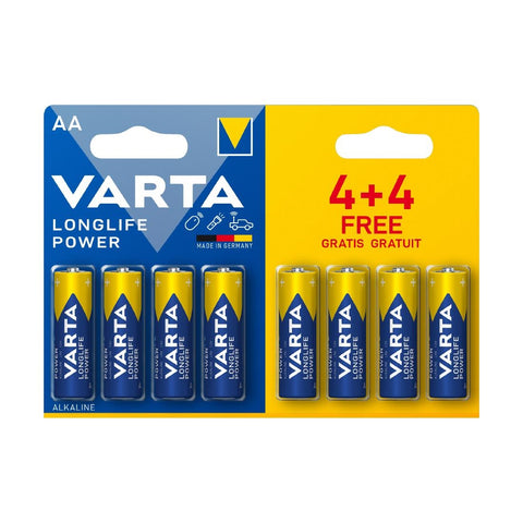 Varta Longlife Power Batteries AA 4+4 Free Promo Pack